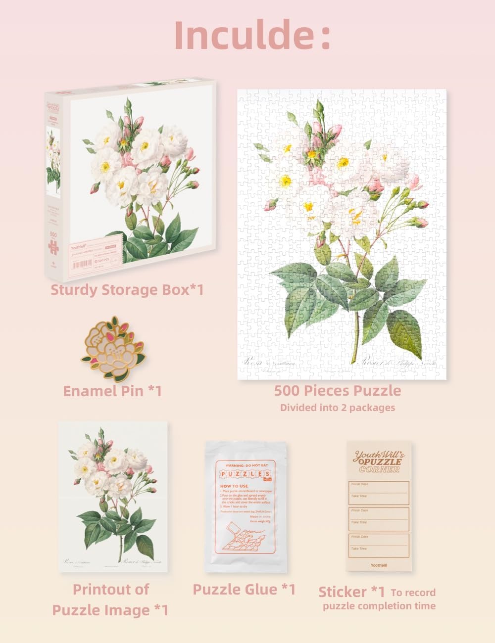 The Bible of Roses (White) - 500 Pieces - Jigsaw Puzzle