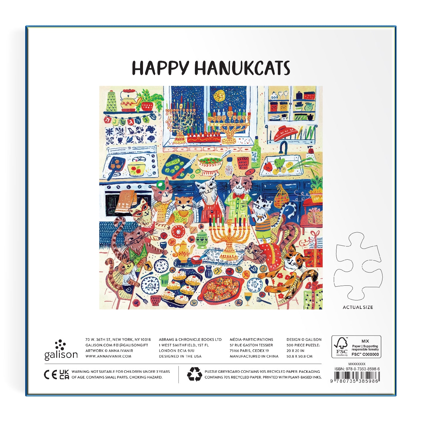 Happy Hanukcats 500 Piece Puzzle