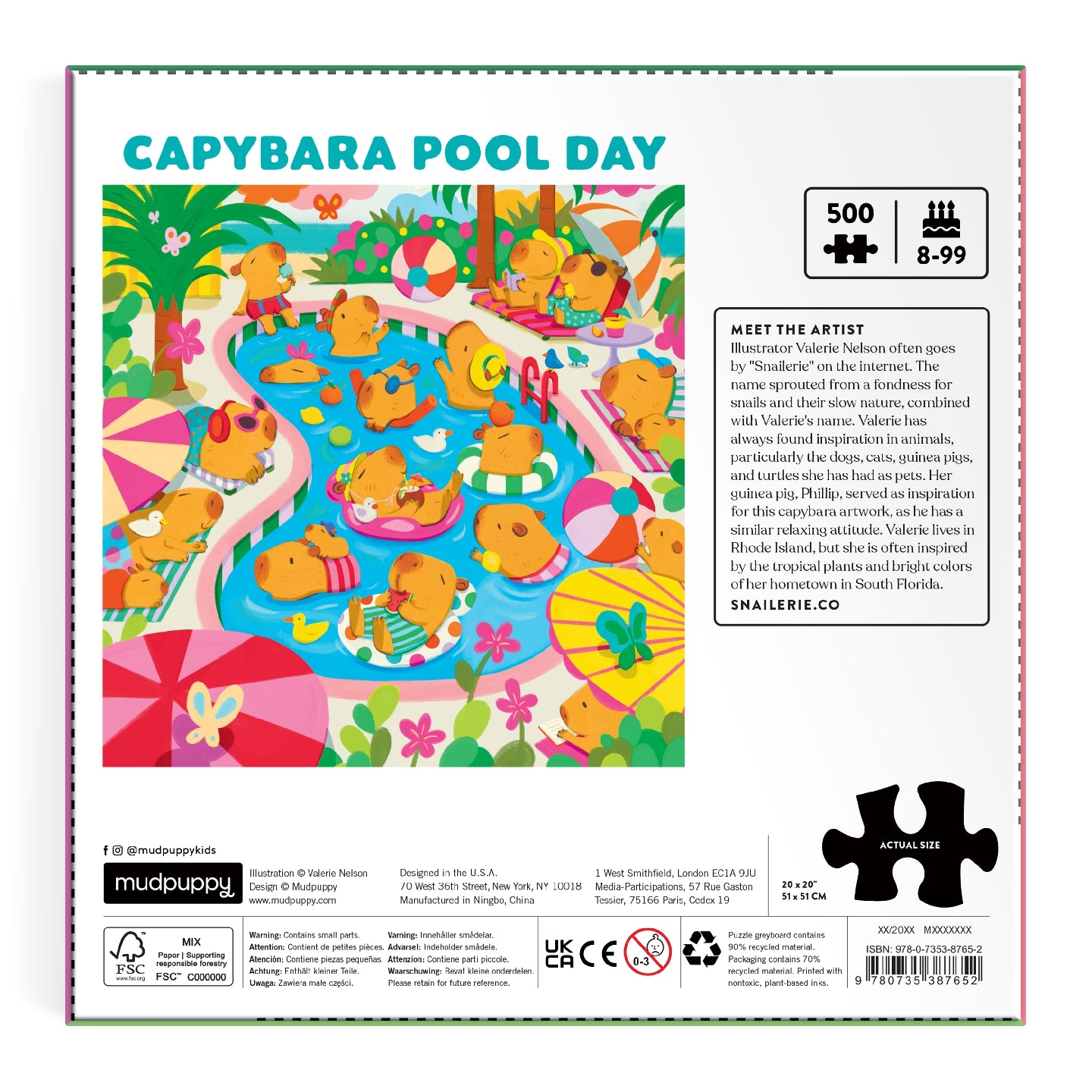 Capybara Pool Day 500 Piece Family Puzzle