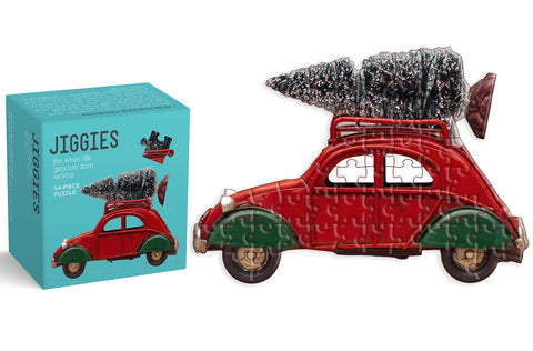 I'll Be Home for Christmas Jiggie Puzzle 54 Piece Vintage Car Die-Cut 54-Piece Jigsaw