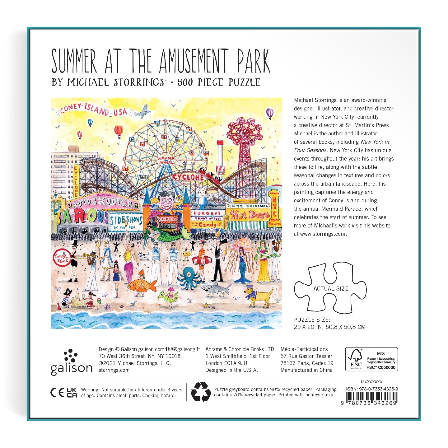 Michael Storrings Summer at the Amusement Park 500 Piece Jigsaw Puzzle