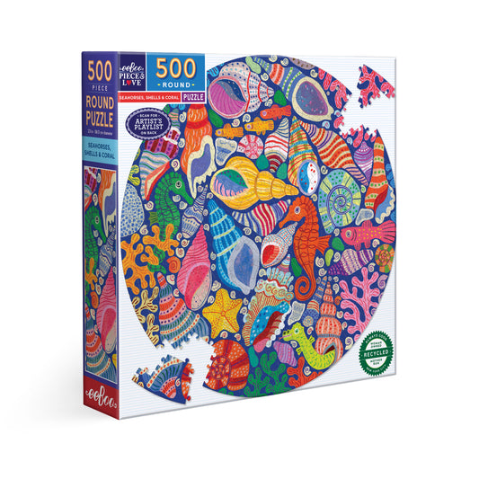Seahorses, Shells & Coral 500 Round Puzzle