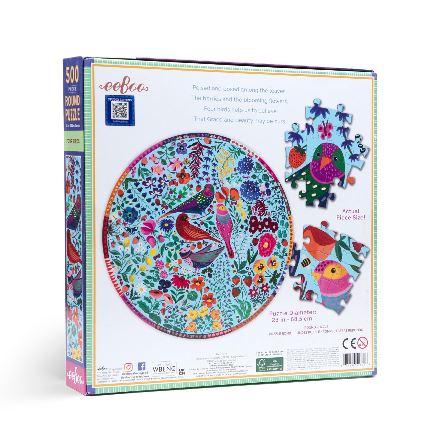 Four Birds 500 Piece Round Puzzle