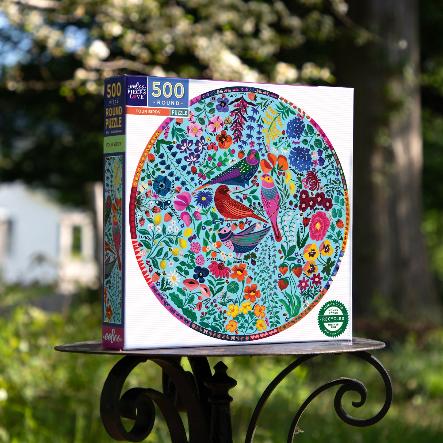 Four Birds 500 Piece Round Puzzle