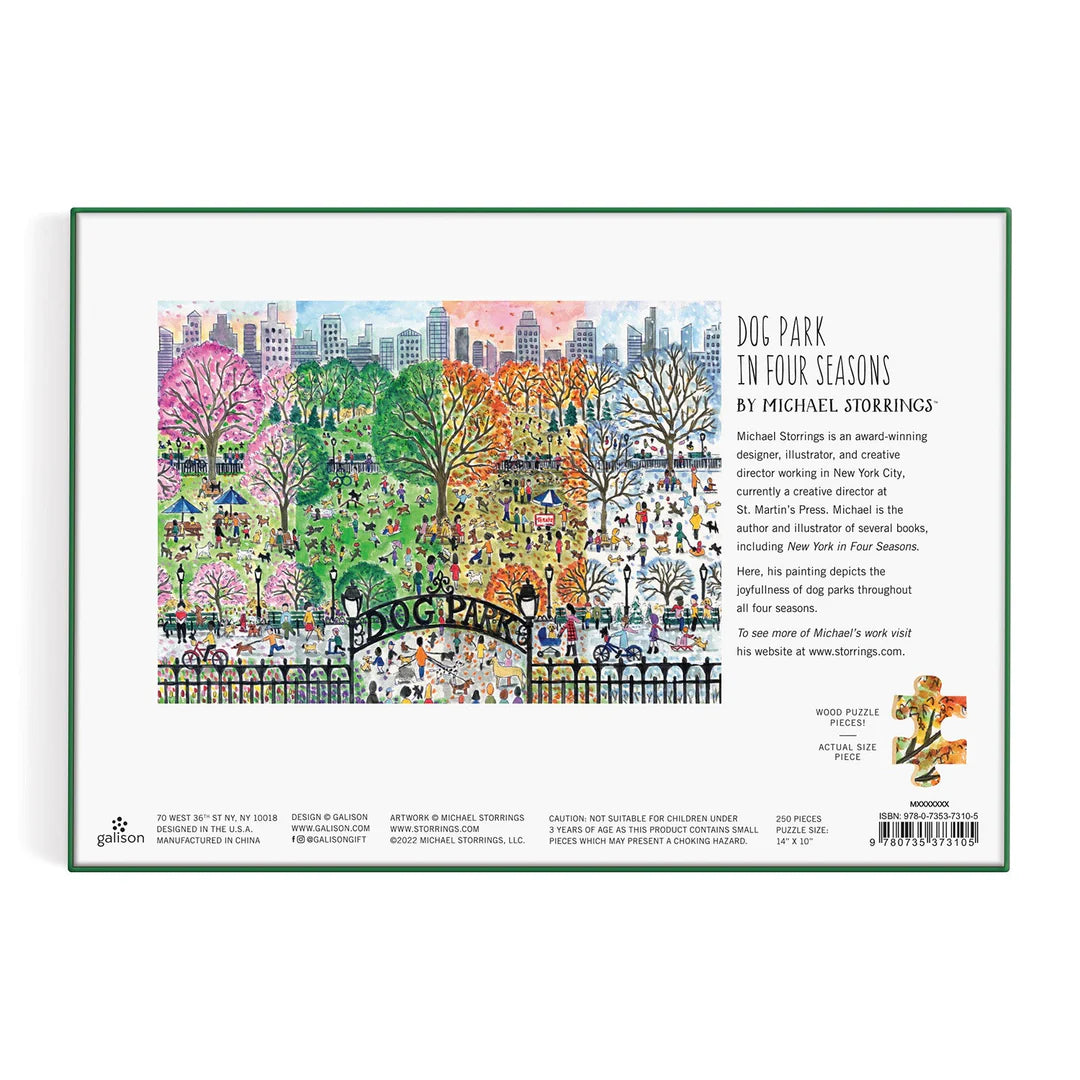 Michael Storrings Dog Park in Four Seasons 250 Piece Wood Puzzle
